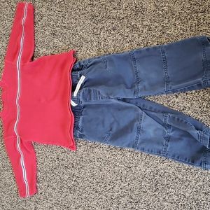 Jumping beans blue pants and Little legenda red long sleeve shirt